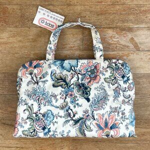 Vintage Floral Makeup Toiletry Beauty Bag 1960s Trina Floral Print Canvas Travel